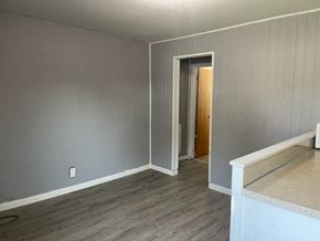Kennewick apartment for rent - an empty living room with a door to a hallway