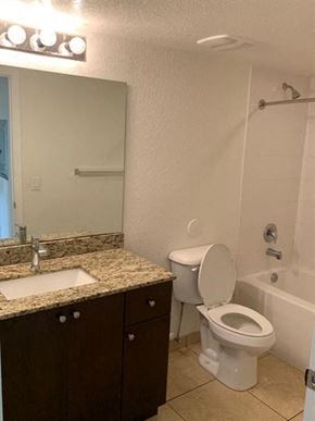 Miami apartment for rent - a bathroom with a toilet and a sink and a shower