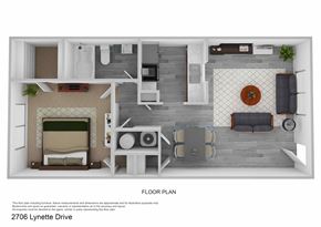 Amarillo apartment for rent - A floor plan of a house with a living room, dining room, kitchen, and bathroom.