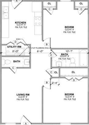 El Campo apartment for rent - a floor plan of a house with a kitchen and a living room