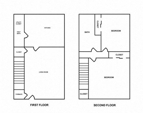 Floor plan for 2 beds, 2 baths, 972 sqft