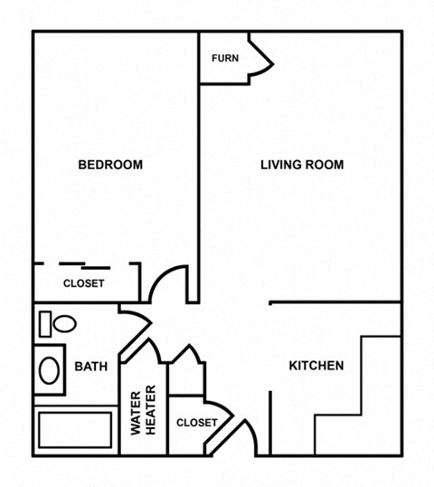 Floor plan for studio, 600 sqft