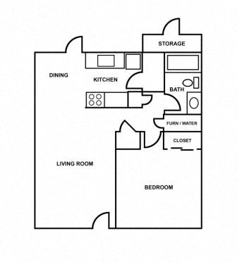 Floor plan for studio, 570 sqft