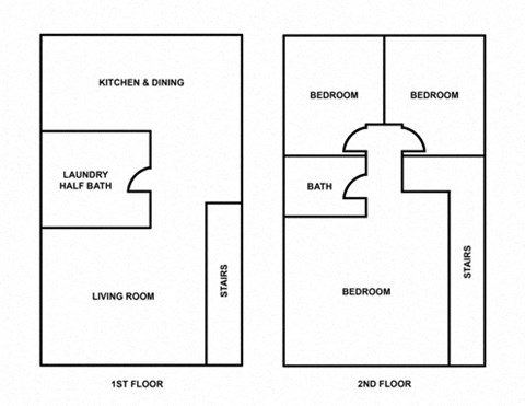 Floor plan for 3 beds, 2 baths, 1038 sqft