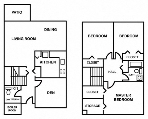 Floor plan for 3 beds, 2 baths, 1378 sqft
