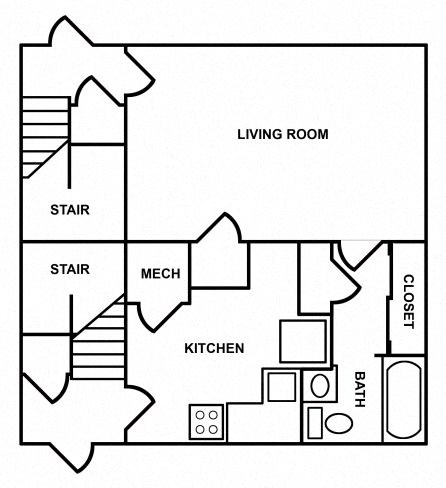 Floor plan for studio, 1 bath, 394 sqft