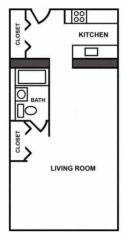 Floor plan for studio, 1 bath