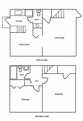 Floor plan for 2 beds, 1 bath, 1096 sqft