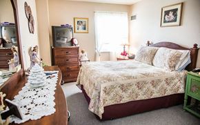 Excelsior Springs apartment for rent - a bedroom with a bed and a dresser and a tv