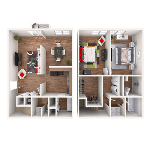 Floor plan for 2 beds, 1.5 baths, 1310 sqft