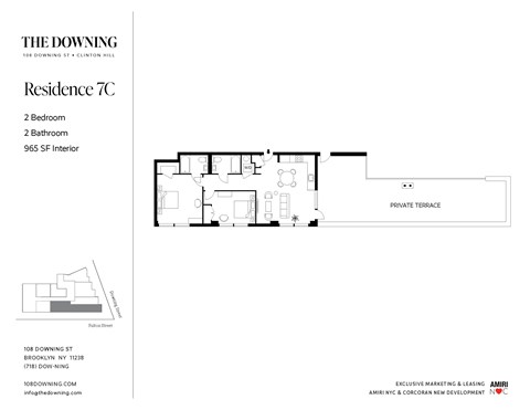 Floor plan for 2 beds, 2 baths, 1013 sqft