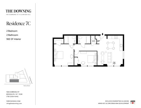 Floor plan for 2 beds, 2 baths, 1013 sqft