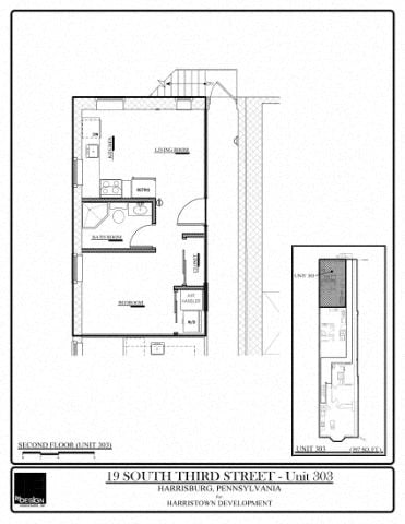 Floor plan for 1 bed, 1 bath, 397 sqft