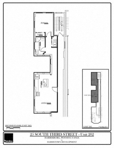 Floor plan for 1 bed, 1 bath, 713 sqft