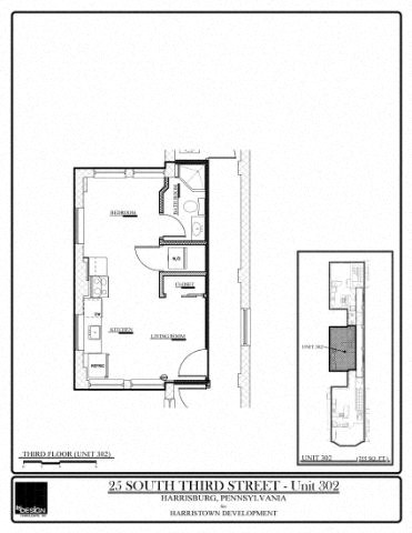 Floor plan for studio, 1 bath, 355 sqft