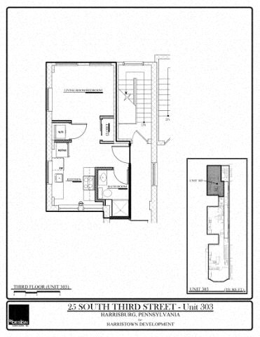 Floor plan for studio, 1 bath, 351 sqft
