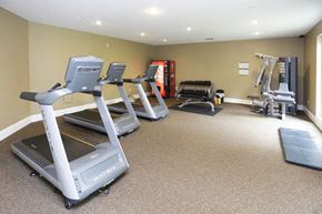 St Cloud apartment for rent - a gym with cardio equipment and weights on the floor