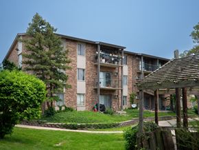 Carol Stream apartment for rent - Apartment building with a tree in front of it.