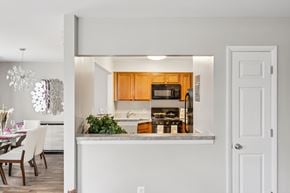 Monmouth Junction apartment for rent - A kitchen with white cabinets and a white countertop.