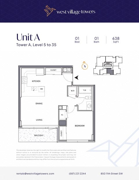 Floor plan for 1 bed, 1 bath, 945 sqft