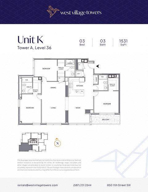 Floor plan for 3 beds, 3 baths, 1648 sqft