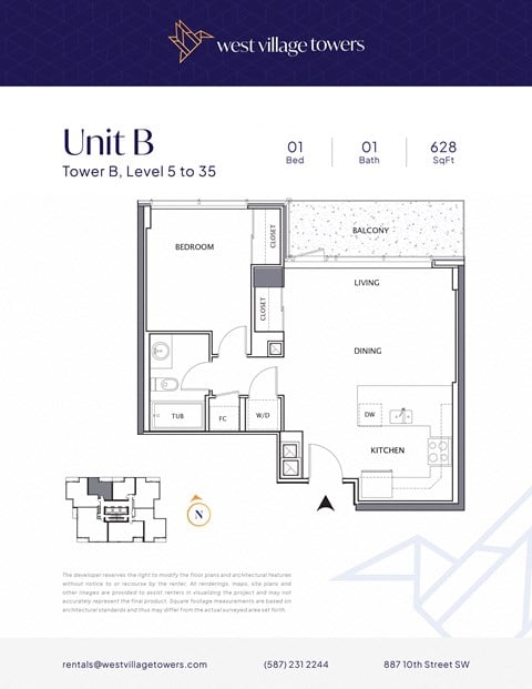 Floor plan for 1 bed, 1 bath, 912 sqft