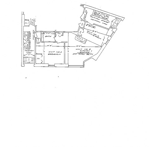 Floor plan for 1 bed, 1 bath, 597 sqft