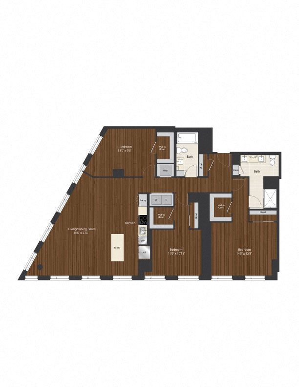 Floor plan for 3 beds, 2 baths, 1767 sqft