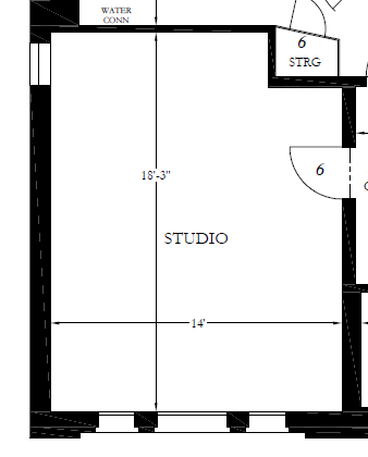 Floor plan for studio, 1 bath, 297 sqft