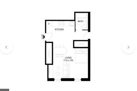Floor plan for studio, 1 bath, 517 sqft