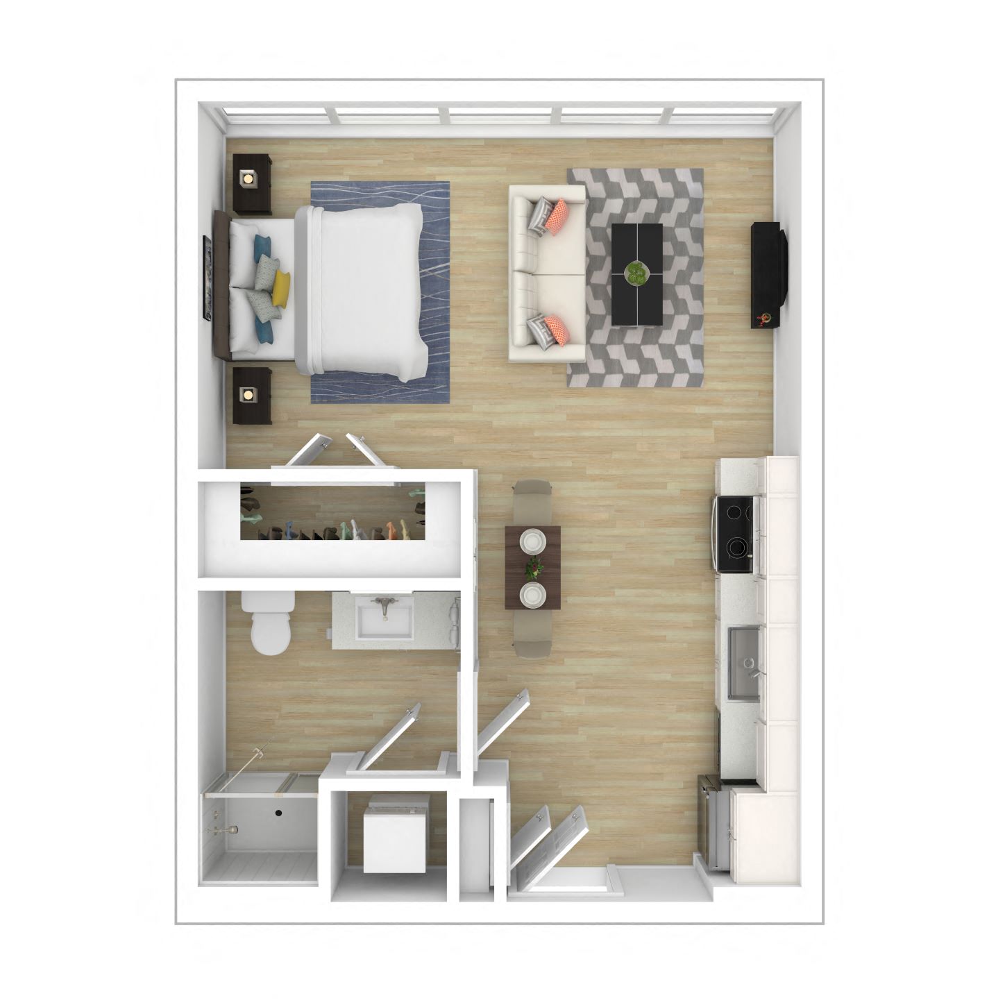 Floor plan for studio, 1 bath, 475 sqft