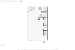 North Fort Myers apartment for rent - A floor plan of a one bedroom apartment.