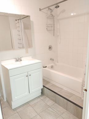 Pittsburgh apartment for rent - a white bathroom with a sink and a bath tub