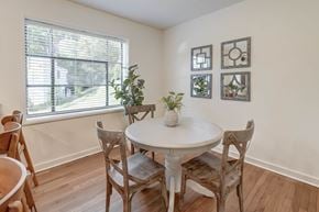 Richmond apartment for rent - A dining room with a white table and chairs.