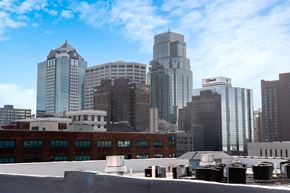 Kansas City apartment for rent - the view of the city from the roof of a building