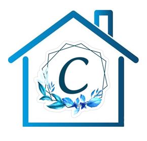 Bay City apartment for rent - A blue house with a wreath and the letter C in the middle.