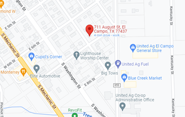 El Campo house for rent - a screenshot of a map of a neighborhood with markers on it