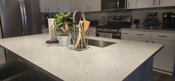 Boise apartment for rent - a kitchen counter with a sink and a plant on it