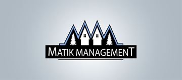 Rochester apartment for rent - The image is a logo for Matik Management, featuring a stylized mountain range with houses on top.