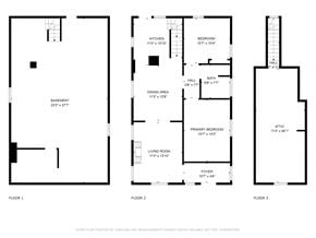 Mckeesport house for rent - three floor plans of a floor plan of a building