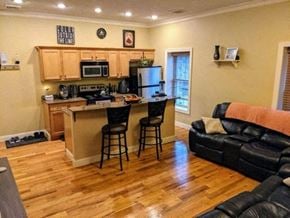 Rome apartment for rent - a living room with a kitchen and a couch