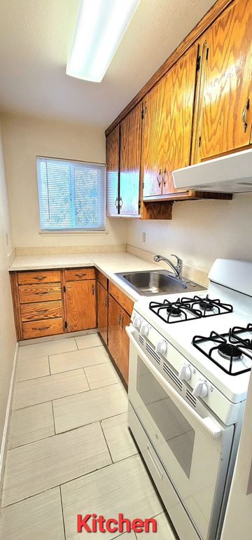 San Jose apartment for rent - a kitchen with a stove and a sink