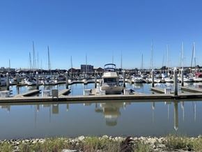 Vallejo apartment for rent - A marina with boats docked and a car parked on the dock.