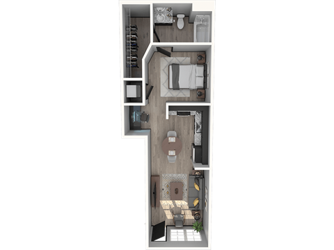 Floor plan for studio, 1 bath, 553 sqft