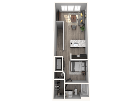 Floor plan for studio, 1 bath, 662 sqft