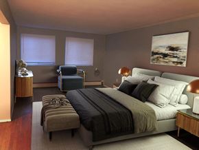Cincinnati apartment for rent - a bedroom with a bed and a chair