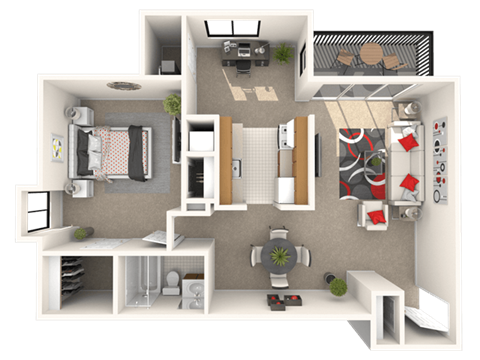 Floor plan for 1 bed, 1 bath, 810 sqft