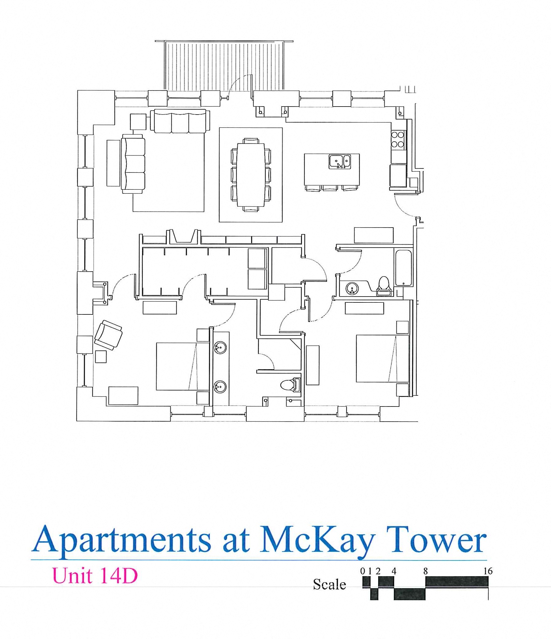 Floor plan for 2 beds, 2 baths, 1695 sqft