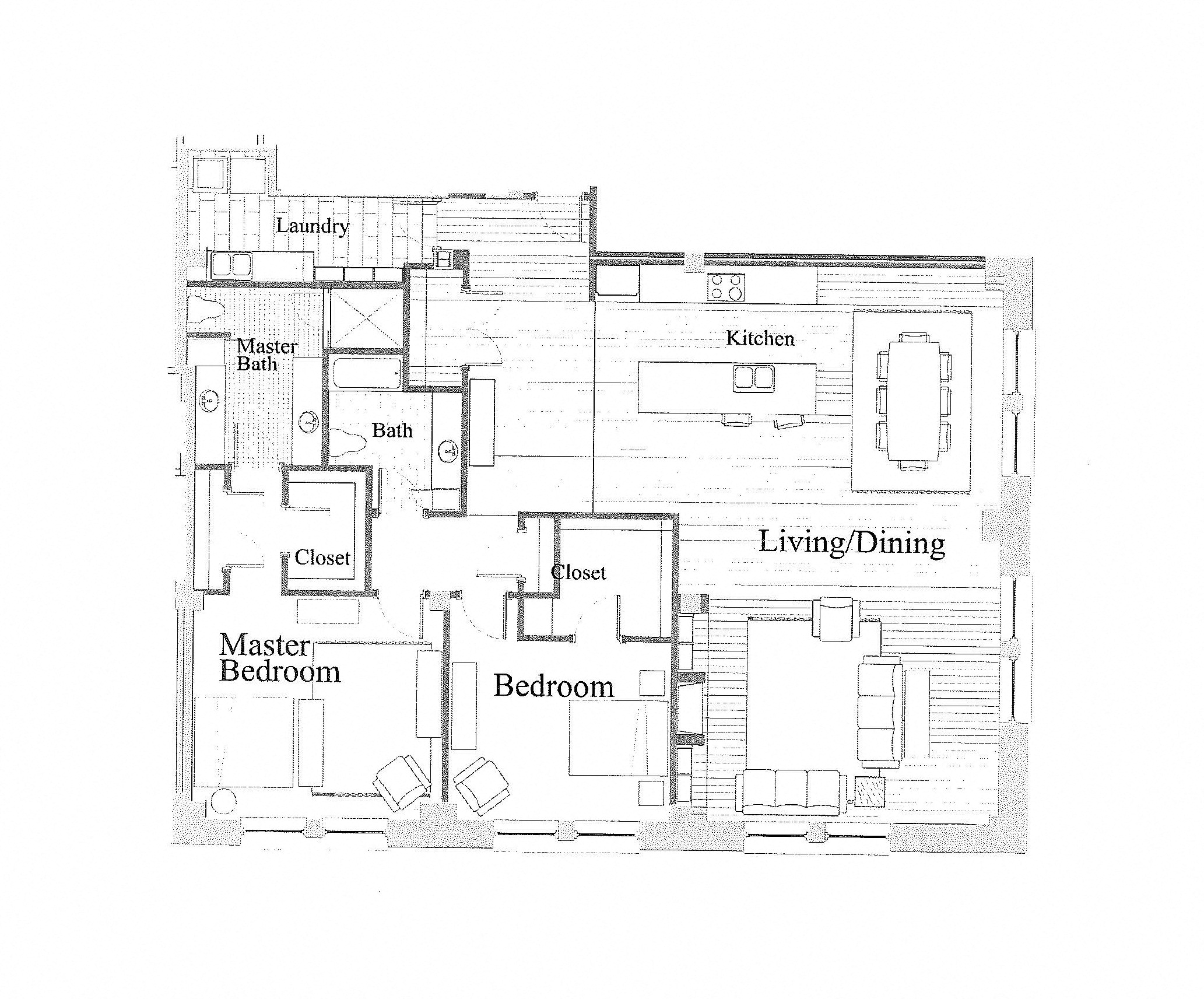 Floor plan for 2 beds, 2 baths, 2310 sqft