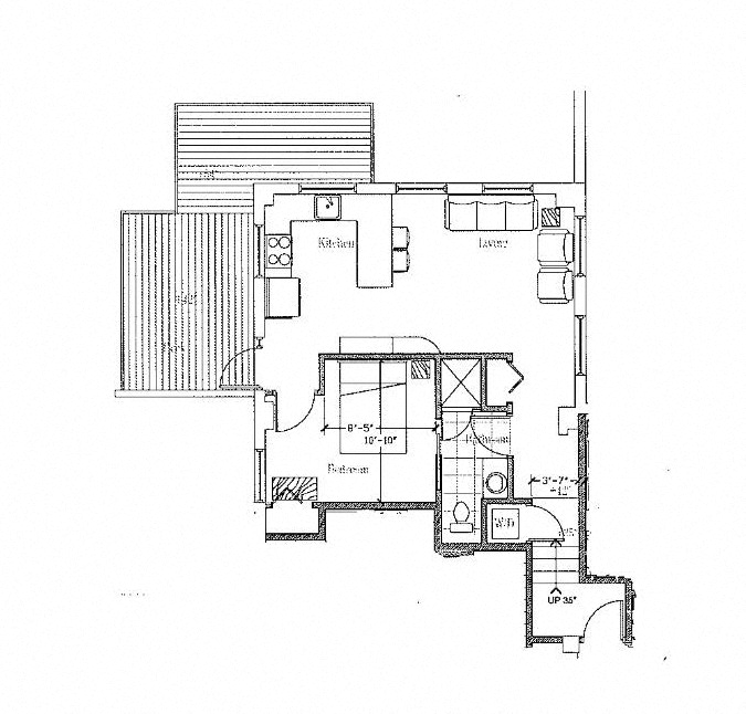 Floor plan for 1 bed, 1 bath, 680 sqft